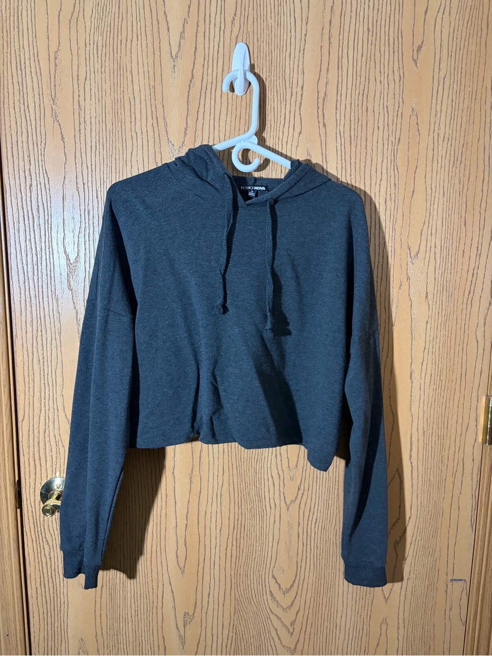 Fashion Nova Charcoal Cropped Hoodie